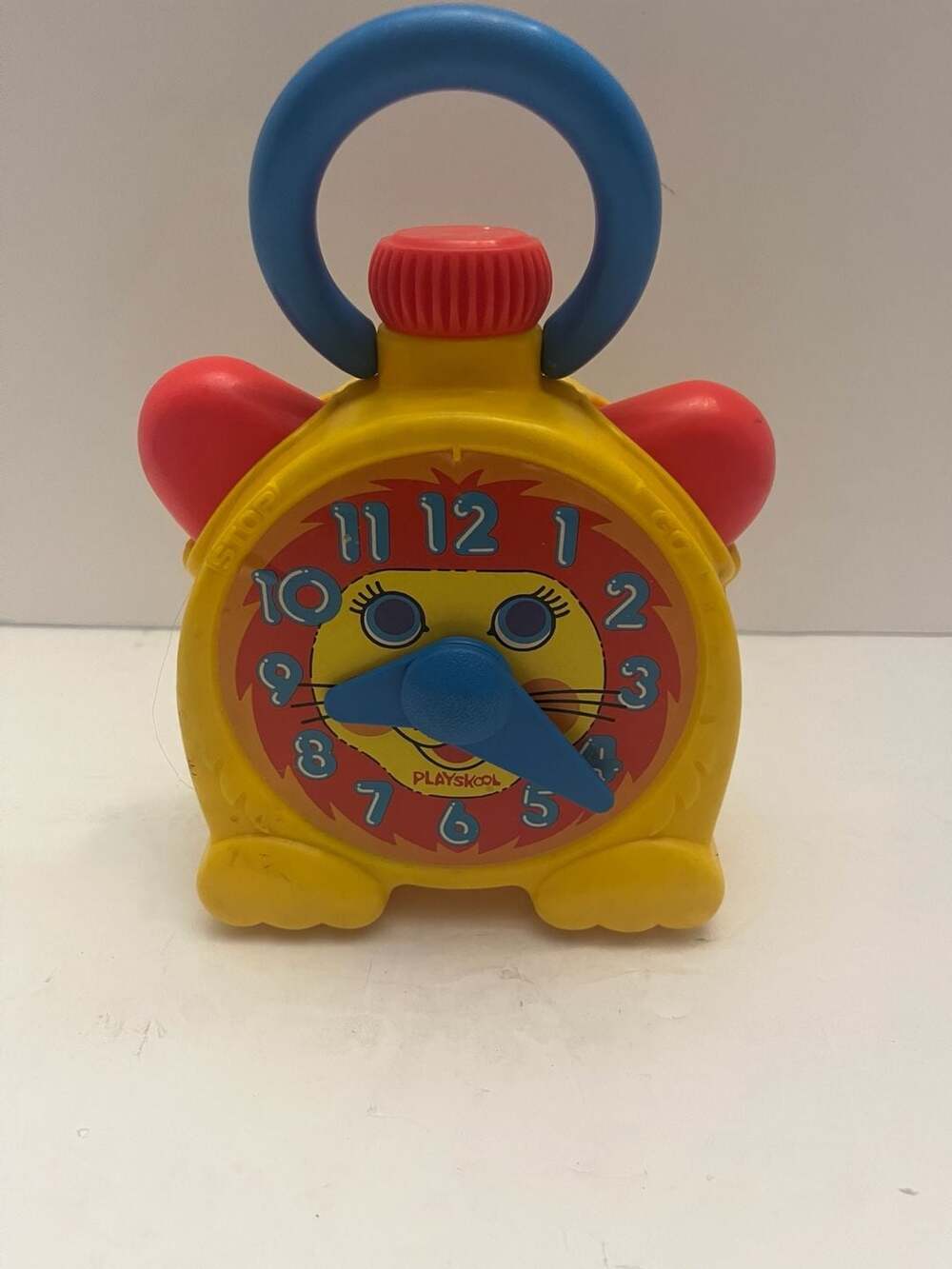 Vintage Playskool Stop 'N Go Lion Face Wind-Up Toy Clock